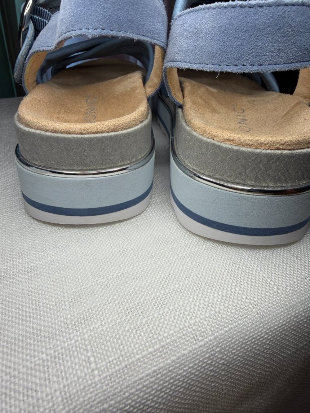 Vionic Reyna Leather Platform Slingback Sandals Light Blue Women's Size 9 - Picture 7 of 12